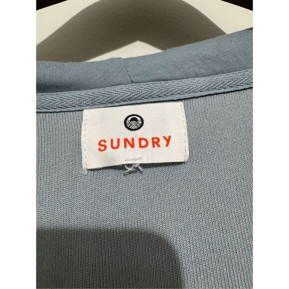 Sundry Zip Up Hoodie Velour Light Blue W/ Red Zipper Size 1 Small - Picture 7 of 13